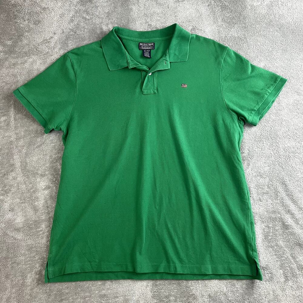 Polo Jeans Co Ralph Lauren Polo Shirt Mens XXL Green American Flag Logo